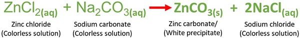 zinc chloride and sodium carbonate reaction - zncl2 + na2co3